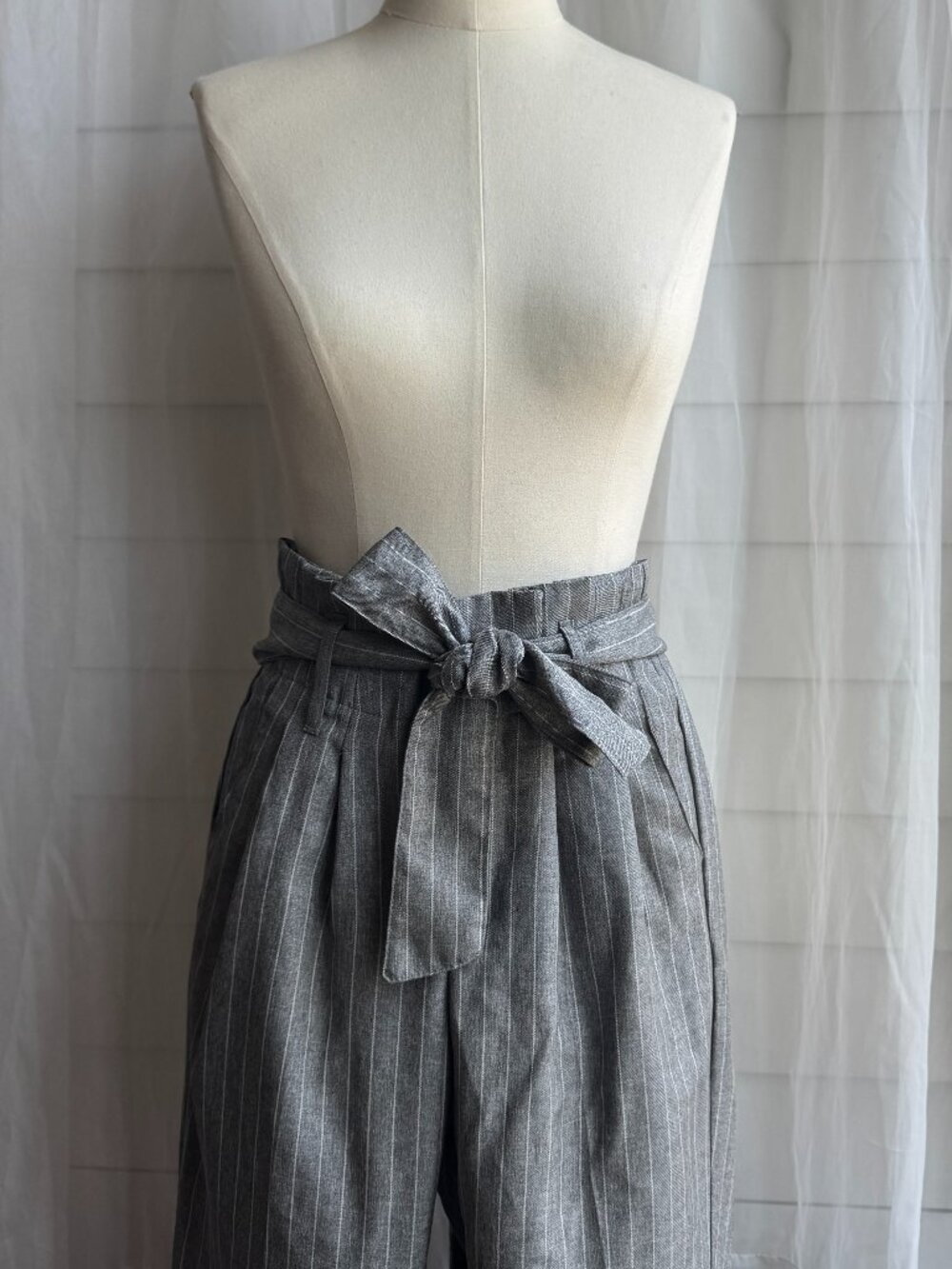 business casual trousers paperbag waist